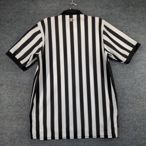 Vintage Cliff Keen Athletic IHSAA Patch Referee Shirt Men XL White Black Striped - Picture 7 of 13